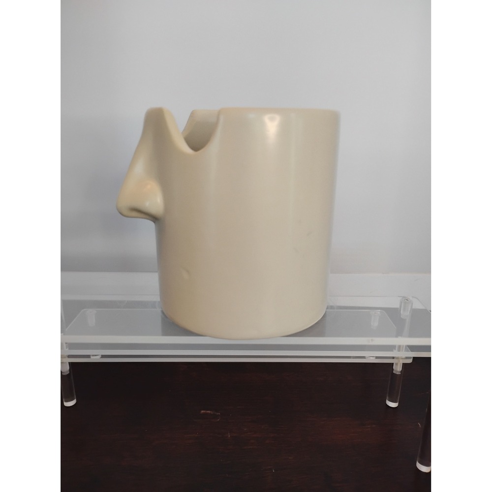 Vintage Ceramic Nose Eyeglass Holder Stand Beige Sculptural Desk Organizer - Picture 2 of 7